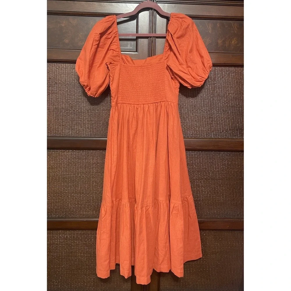 Abercrombie & Fitch Milkmade Maxi Smocked Linen Cotton Blend Dress‎ MP Farmhouse